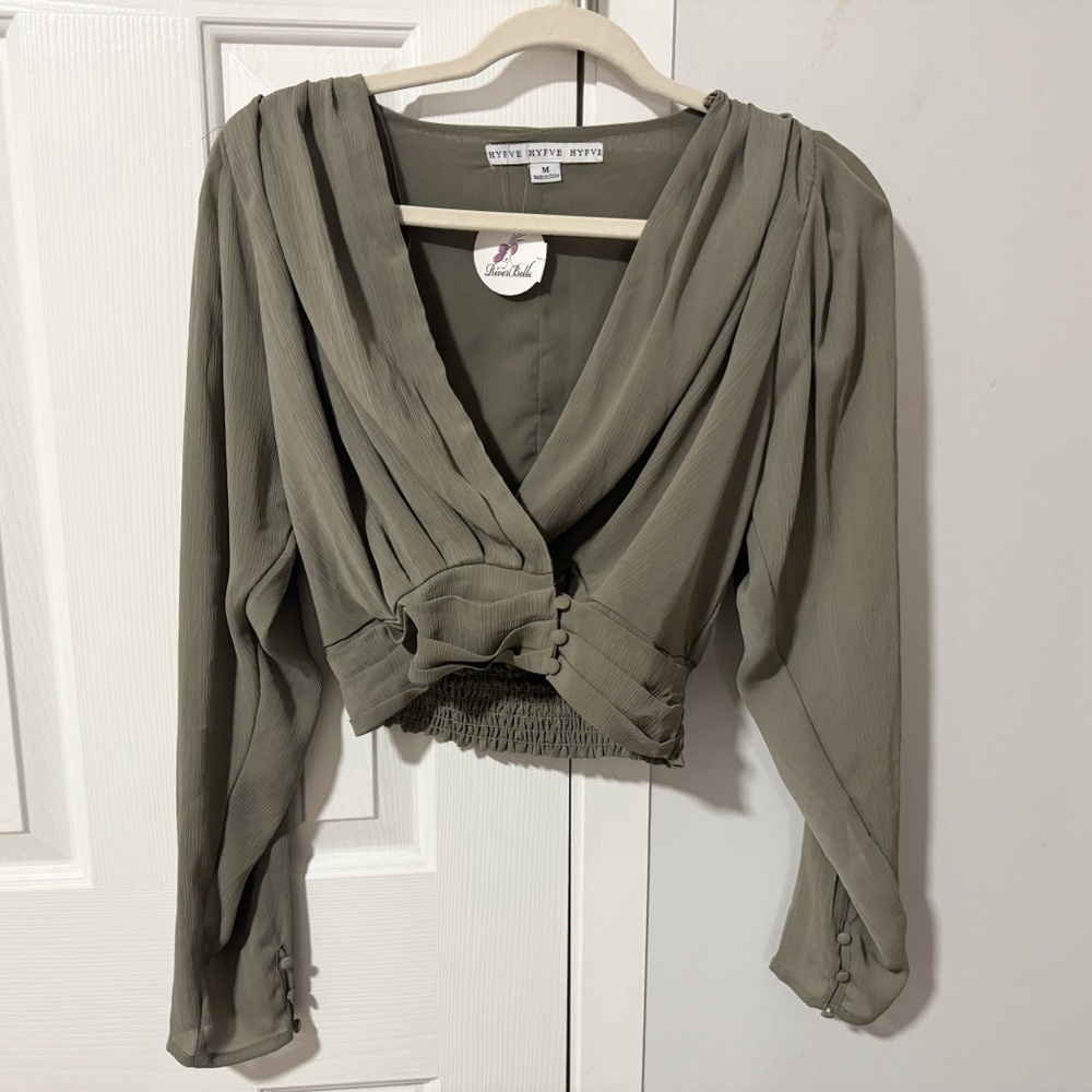 NWT Boutique Olive Green Wrap-Top